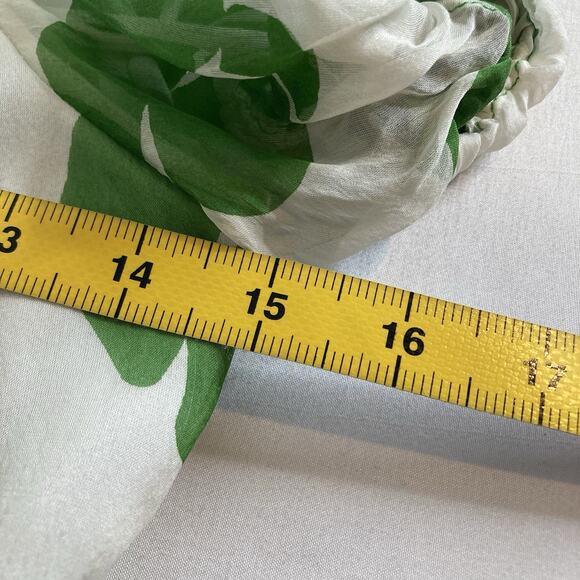 Milly Womens Green White Floral Silk Blouse Size 2 Peasant Boho Whimsical Modern - Picture 4 of 11